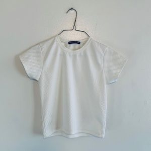 Brandy Melville White Textured Boxy Tee